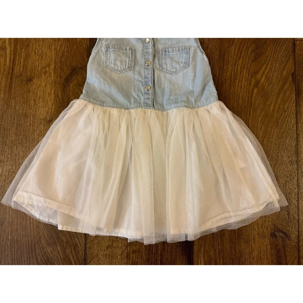OshKosh‎ B'gosh Girls Dress 18 Months Denim Tulle Tutu Skirt Clothes Sleeveless